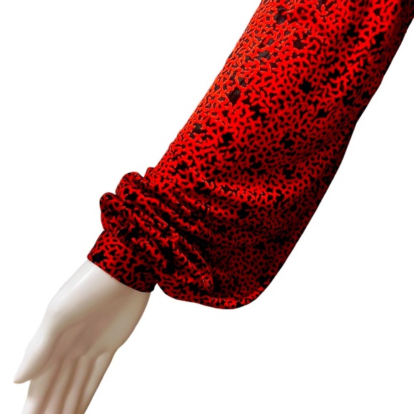 Halston V vintage late 1970s two piece skirt and blouse with tie belt silk rare - Picture 6 of 11